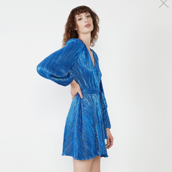 BARDOT BELLISSA PLEAT DRESS IN VIBRANT BLUE SIZE L - Picture 3 of 6